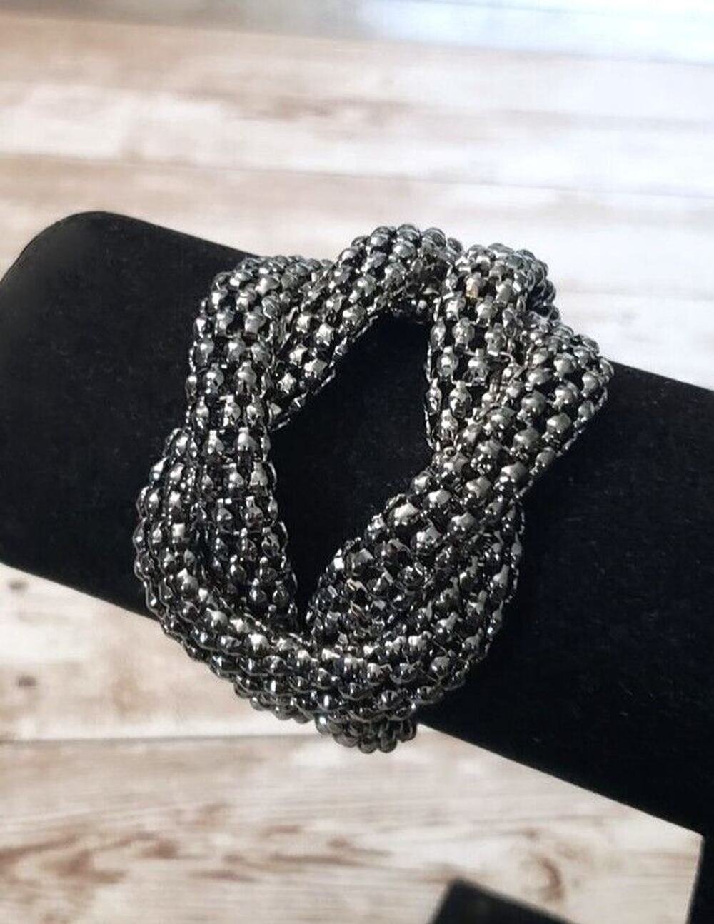 Vintage Bracelet / Bangle Dark Grey Knot Design Statement Chunky Bracelet
